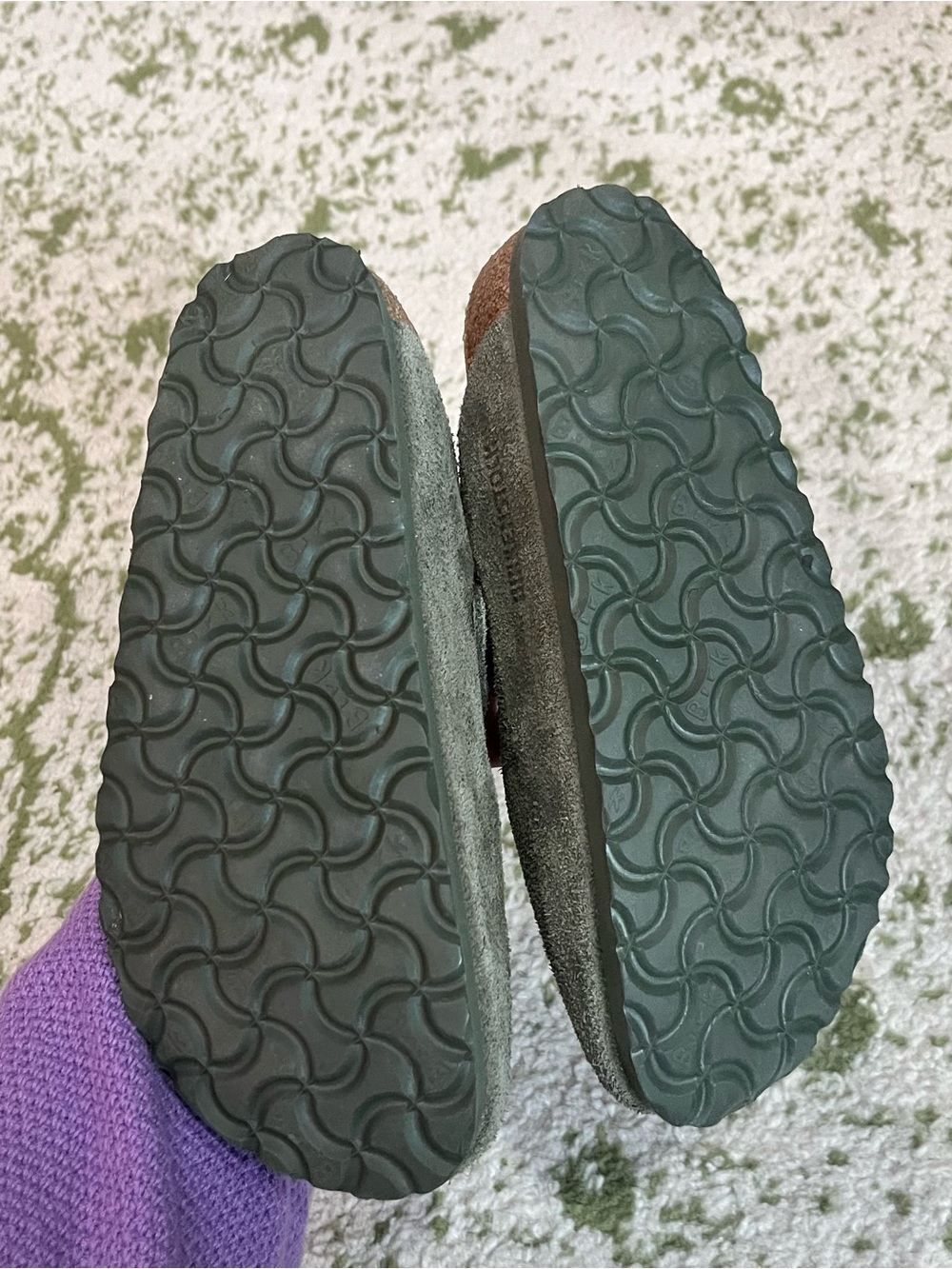 Birkenstock Suede Clog Mules in Olive Green - Picture 3 of 7